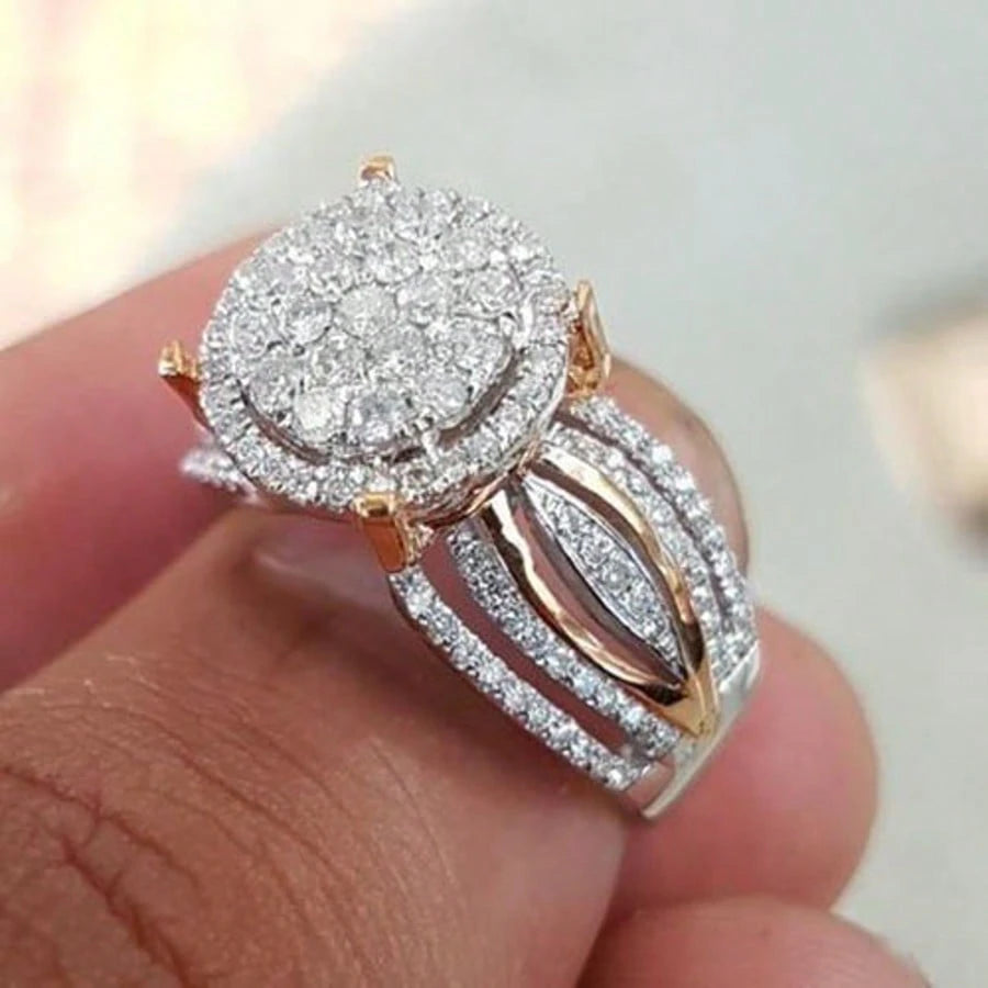 Elegante anillo 2 tonos